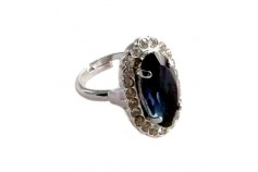 Magnetic Ring 'Royal Sapphire' - Silver plated